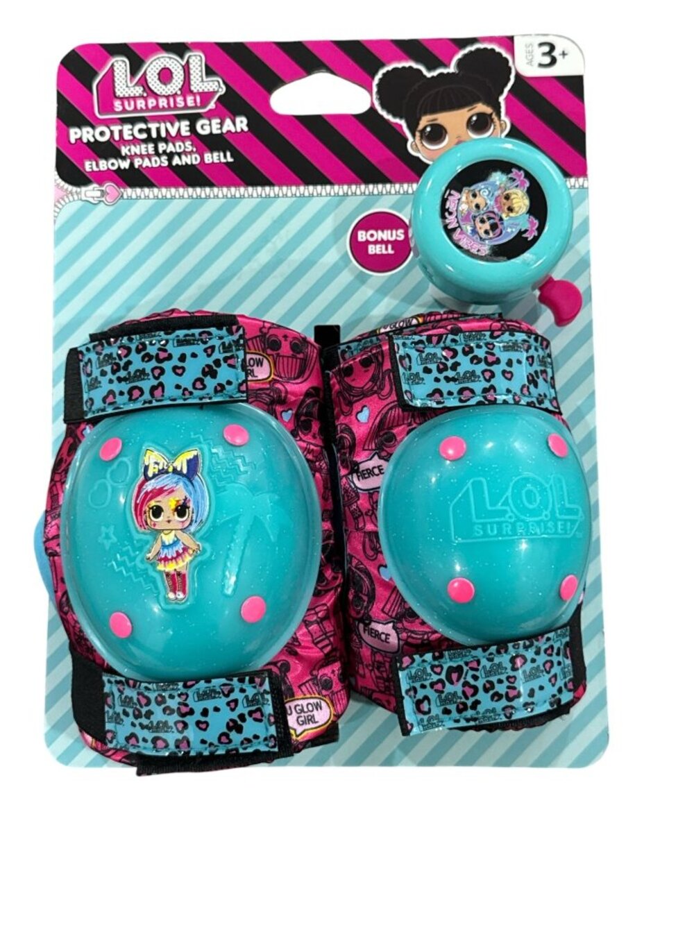 L.O.L. Surprise! Protective Gear Set With Knee Pads, Elbow Pads, & Bonus Bell Fo